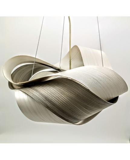Lampadario moderno effetto legno design tortora 